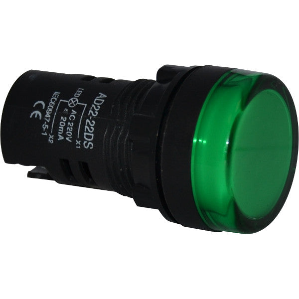 Indicatore luminoso da pannello 220V verde