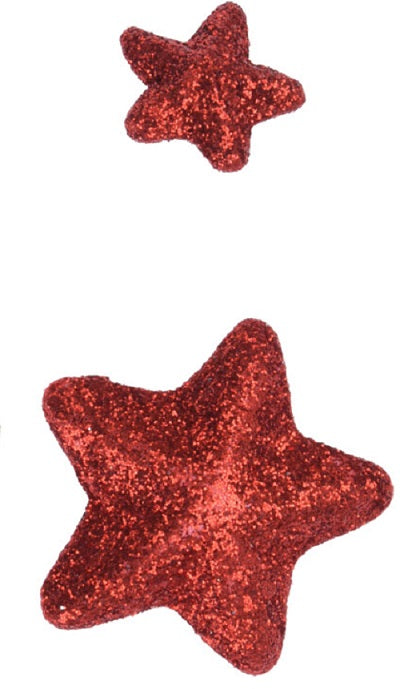 Stella glitterata rosso 15-35mm confezione 45 pezzi