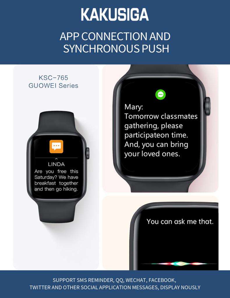 SmartWatch con schermo LCD da 1.6" gestione notifiche e chiamate KSC-765 F2510