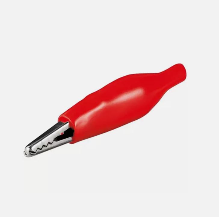 Pinza a coccodrillo rossa con guaina isolante, 25 mm
