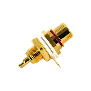 Connettore RCA dorato Femmina da pannello rosso