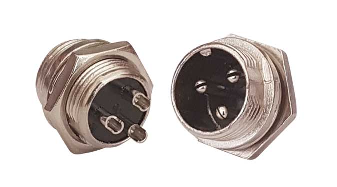 Connettore XLR maschio 3 poli da pannello foro 15mm