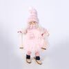 Ornamento per bambola da ragazza con sci in peluche di lana di Natale 2 pezzi (rosa)