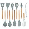 Set di posate da cucina resistenti al calore 11 in 1 con manico in legno di silicone Utensili da cucina