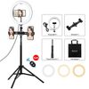 Puluz 1.65m Treppiede Mount + Dual Telefono Staffe + 10.2 pollici 26 cm Superficie curva Superficie USB 3 Modalità Dimmable Dual Color Temperature Anello A Selfie Vlogging Video Light Light Kit di trasmissione in diretta con morsetto telefonico e telecoma