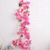 Decorazione per finestra, parete di fondo, fiore artificiale, fiore di ciliegio, lunghezza: 1,77 m (rosa scuro)