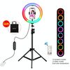 Pulluz 10.2 pollici 26cm Marquee LED RGBWW Selfie Beauty Light + 1.1m Treppiede Mount 168 LED Temperatura Dual-Color Temperatura ANELLO Dimmerabile Vlogging Photography Video Lights With Cold Shoe Treppiede Treppiede Testa e telecomando e morsetto telefon