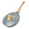 Maifan Stone Padella antiaderente con fondo piatto per bistecca per uso domestico per fornello a induzione, dimensioni: 28 cm (con coperchio)