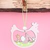 5 confezioni di oggetti decorativi per ciondoli in legno di Pasqua con atmosfera festiva (pollo vuoto rosa)