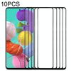 Per Samsung Galaxy A51 10 pezzi Lente in vetro esterno per schermo anteriore (nero)
