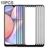 Per Samsung Galaxy A10s 10 pezzi Lente in vetro esterno per schermo anteriore (nero)