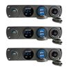 3 PC Switch di combinazione a 4 buche Dual Dual USB 4.2A Tappo di alimentazione con voltmetro (luce blu)