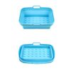 Teglia da forno in silicone resistente alle alte temperature con tappetino per griglia per friggitrice ad aria, specificazione: punto rettangolare blu