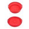 Teglia da forno in silicone resistente alle alte temperature con tappetino per griglia per friggitrice ad aria, specificazione: rosso interno rotondo