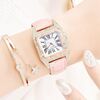 Orologio da donna al quarzo con cinturino quadrato tonneau, colore: rosa + bracciale