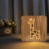 FS-T2330W 3D Lampada da tavolo giraffa in legno intagliato USB Night Light Crafts