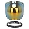 Lente antivento a tre pulsanti per casco da motociclista con staffa (oro)