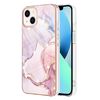 Custodia per telefono antiurto in TPU IMD a doppio lato con motivo in marmo galvanico per iPhone 15 (oro rosa 005)