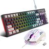 Set tastiera e mouse HXSJ L98 2.4G Wireless RGB 104 tasti + mouse 1600 DPI (bianco)