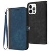 Custodia per telefono in pelle con cinturino a doppia piega e fibbia laterale per iPhone 15 Pro Max (blu reale)