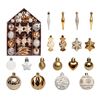 73 pezzi/set Ciondolo decorativo per albero di Natale, palla di Natale dipinta, colore: oro bianco