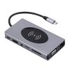 1093 Docking station HUB USB tipo C 13 in 1 con funzione di caricabatterie wireless