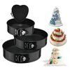 4 in 1 4 pollici/7 pollici/9 pollici/10 pollici 1 cuore e 3 stampi rotondi per dolci da forno Teglie da forno (nero)