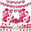 Set di decorazioni per feste di San Valentino 1 banner + 20 palloncini in lattice + 16 topper per torta