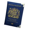 Custodia per passaporto britannico Custodia protettiva per passaporto con piedini in metallo in pelle (Blu scuro)