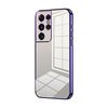 Per Samsung Galaxy S21 Ultra 5G Custodia per telefono con foro fine con placcatura trasparente (viola)