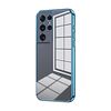 Per Samsung Galaxy S21 Ultra 5G Custodia per telefono con foro fine con placcatura trasparente (blu)