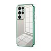 Custodia per telefono con foro fine con placcatura trasparente per Samsung Galaxy S21 Ultra 5G (verde)