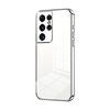Custodia per telefono con foro fine con placcatura trasparente per Samsung Galaxy S21 Ultra 5G (argento)