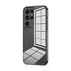 Per Samsung Galaxy S21 Ultra 5G Custodia per telefono con foro fine con placcatura trasparente (nera)
