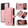Per Samsung Galaxy S21 Ultra 5G Custodia multifunzionale in pelle con cerniera a portafoglio (rosa)