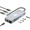 BYL-2401 Docking station HUB 8 in 1 da tipo C a PD100W + USB 3.0 + HDMI + DP + RJ45 (grigio siderale)