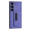 Custodia per telefono antiurto con staffa push-pull in pelle PU per Samsung Galaxy S21 Ultra 5G (viola)