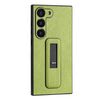 Custodia per telefono antiurto con staffa push-pull in pelle PU per Samsung Galaxy S21 Ultra 5G (verde)