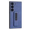 Custodia per telefono antiurto con staffa push-pull in pelle PU per Samsung Galaxy S21 Ultra 5G (blu)