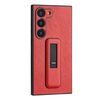 Custodia per telefono antiurto con staffa push-pull in pelle PU per Samsung Galaxy S21 Ultra 5G (rosso)