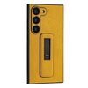 Custodia per telefono antiurto con staffa push-pull in pelle PU per Samsung Galaxy S21 Ultra 5G (giallo)