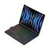 Per iPad Pro 11 2024 F11AT Custodia in pelle con tastiera Bluetooth in acrilico ruotante a 360 gradi con retroilluminazione (nero)