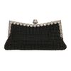 Borsa da sera con strass perline in alluminio Pochette da sera per banchetti da donna (nera)