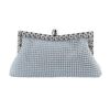 Borsa da sera con strass e perline in alluminio, pochette da sera per banchetti da donna (argento)