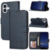 Custodia per telefono in pelle flip con motivo Happy Cat in rilievo per iPhone 16 (blu)