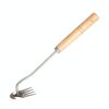 Strumento per rimuovere le erbacce a quattro denti a doppio scopo Rastrello per erbacce da giardinaggio Strumento per sradicare le erbacce, Lunghezza: 35 cm Manico in legno zincato