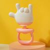 Sonaglio per bambini, massaggiagengive, lenitivo, anti-mangiare, giocattolo in silicone, colore: 666 Gesture Pink