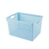 Cesto portaoggetti in plastica, organizer da tavolo, vario, con cornice, giocattoli, cucina, snack, stile: blu scuro piccolo