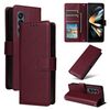 Per Samsung Galaxy Z Fold4 5G Custodia in pelle con flip orizzontale multifunzionale con tre slot per carte (rosso vino)