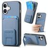 Per iPhone 16 Custodia per telefono pieghevole con supporto in fibra di carbonio (blu)